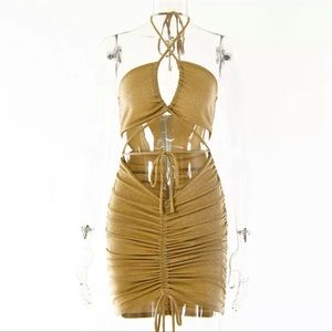 Gold glitter mini dress